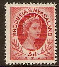 Rhodesia & Nyasaland 1954 3d Carmine-red. SG4.
