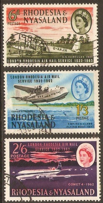 Rhodesia & Nyasaland 1962 Air Mail Service Anniversary Set. SG40