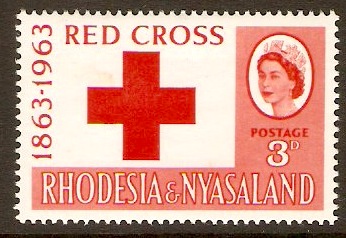 Rhodesia & Nyasaland 1963 3d Red Cross Stamp. SG47.