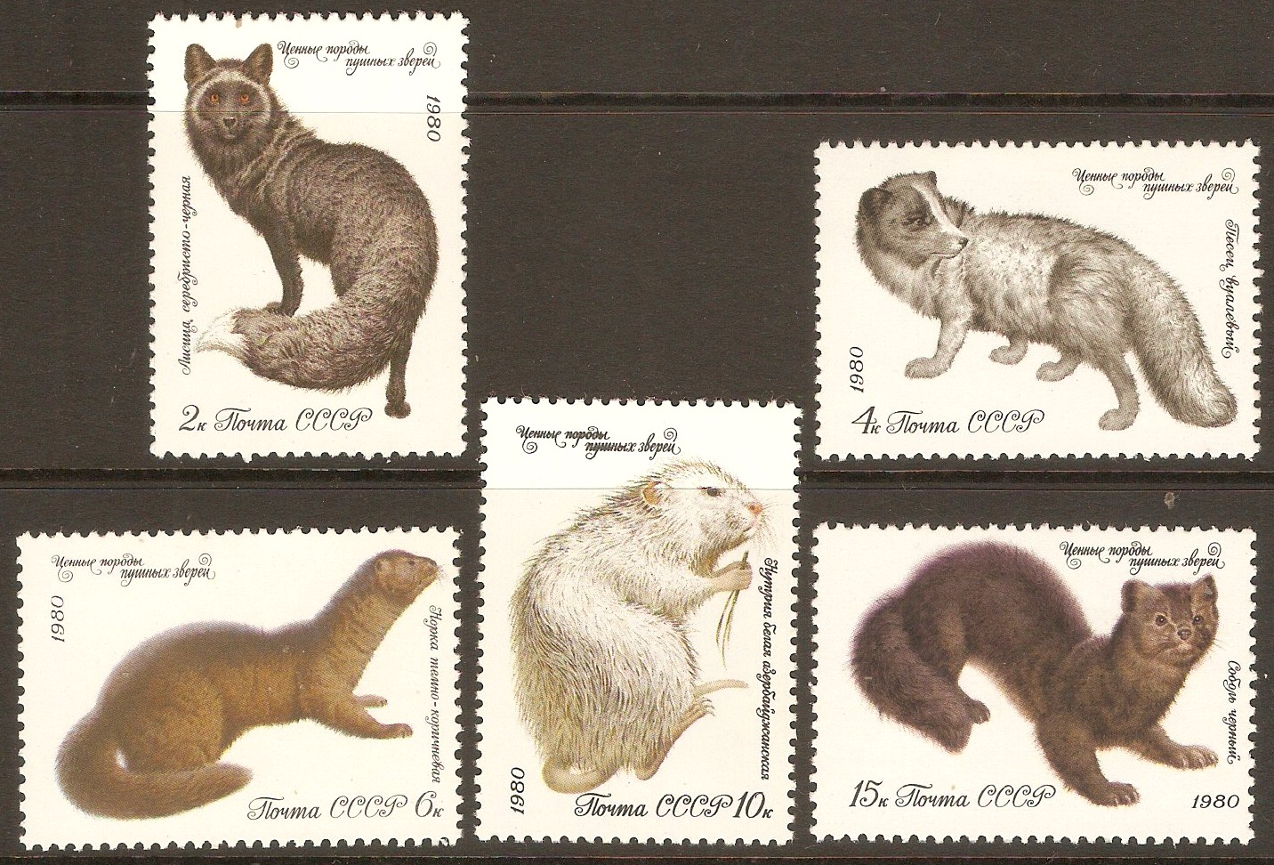 Russia 1980 Fur-bearing Animals set. SG5008-SG5012.