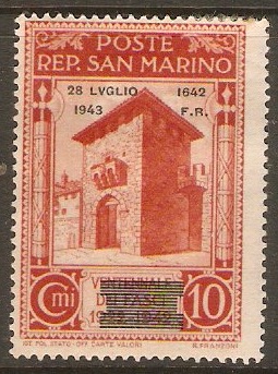 San Marino 1943 10c Brown-orange - Fall of Fascism series. SG268