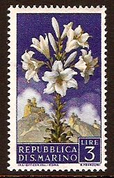 San Marino 1957 3l. Lilies. SG530.