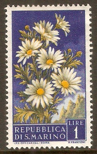 San Marino 1957 1l Marguerites - Flowers series. SG528.