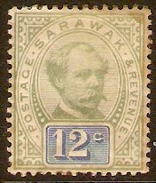 Sarawak 1888 12c Green and blue. SG16.