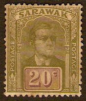 Sarawak 1918 20c olive and violet. SG58.