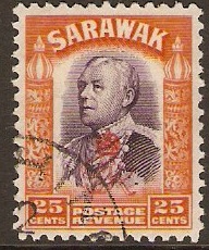 Sarawak 1947 25c violet and orange. SG160.