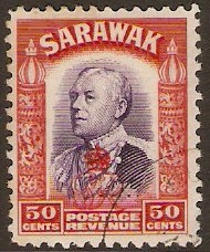 Sarawak 1947 50c violet and scarlet. SG161.