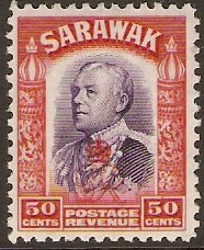 Sarawak 1947 50c Violet and scarlet. SG161.