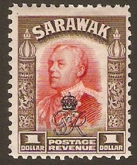 Sarawak 1947 $1 Scarlet and sepia. SG162.