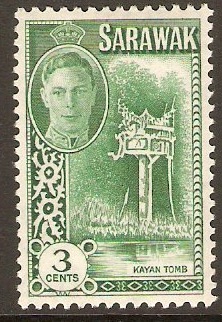 Sarawak 1950 3c Green. SG173.