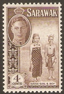 Sarawak 1950 4c Chocolate. SG174.