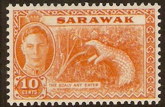 Sarawak 1950 10c Orange. SG177.