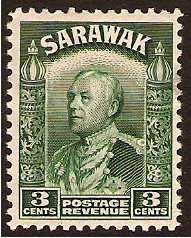 Sarawak 1934 3c Green. SG108a.