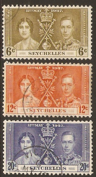 Seychelles 1937 Coronation Set. SG132-SG134.