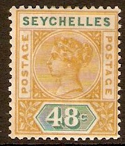 Seychelles 1890 48c Ochre and green. SG7.