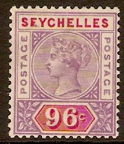 Seychelles 1890 96c Mauve and carmine. SG8.