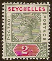 Seychelles 1890 2c Green and rosine. SG9.