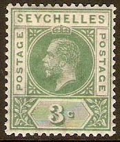 Seychelles 1912 3c Green. SG72.