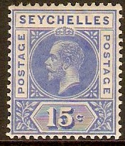 Seychelles 1912 15c Ultramarine. SG75.