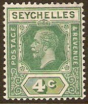 Seychelles 1921 4c green. SG101.