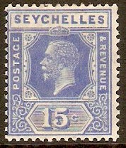 Seychelles 1921 15c bright blue. SG110.