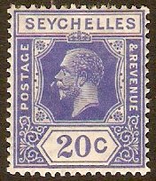 Seychelles 1921 20c bright blue. SG113.
