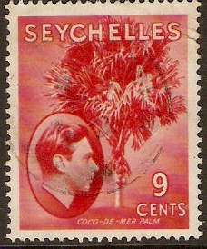 Seychelles 1938 9c scarlet. SG138.