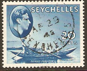 Seychelles 1938 20c blue. SG140.