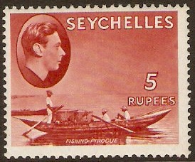 Seychelles 1938 5r red. SG149.