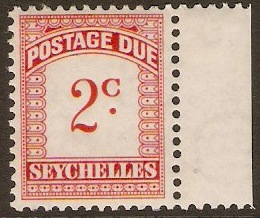 Seychelles 1951 2c Scarlet and carmine - Postage due. SGD1.