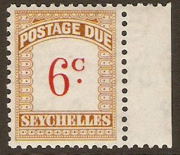 Seychelles 1951 6c scarlet and bistre. SGD3.