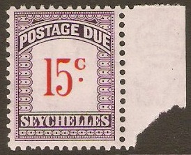 Seychelles 1951 15c Scarlet and violet. SGD5.