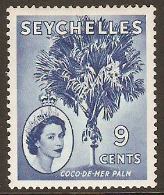 Seychelles 1954 9c chalky blue. SG176.