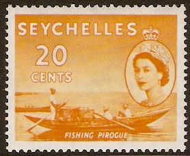 Seychelles 1954 20c Orange-yellow. SG179.