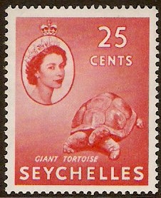 Seychelles 1954 25c Vermilion. SG180.