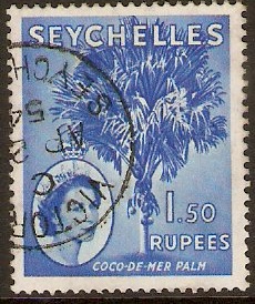 Seychelles 1954 1r.50 Blue. SG185.