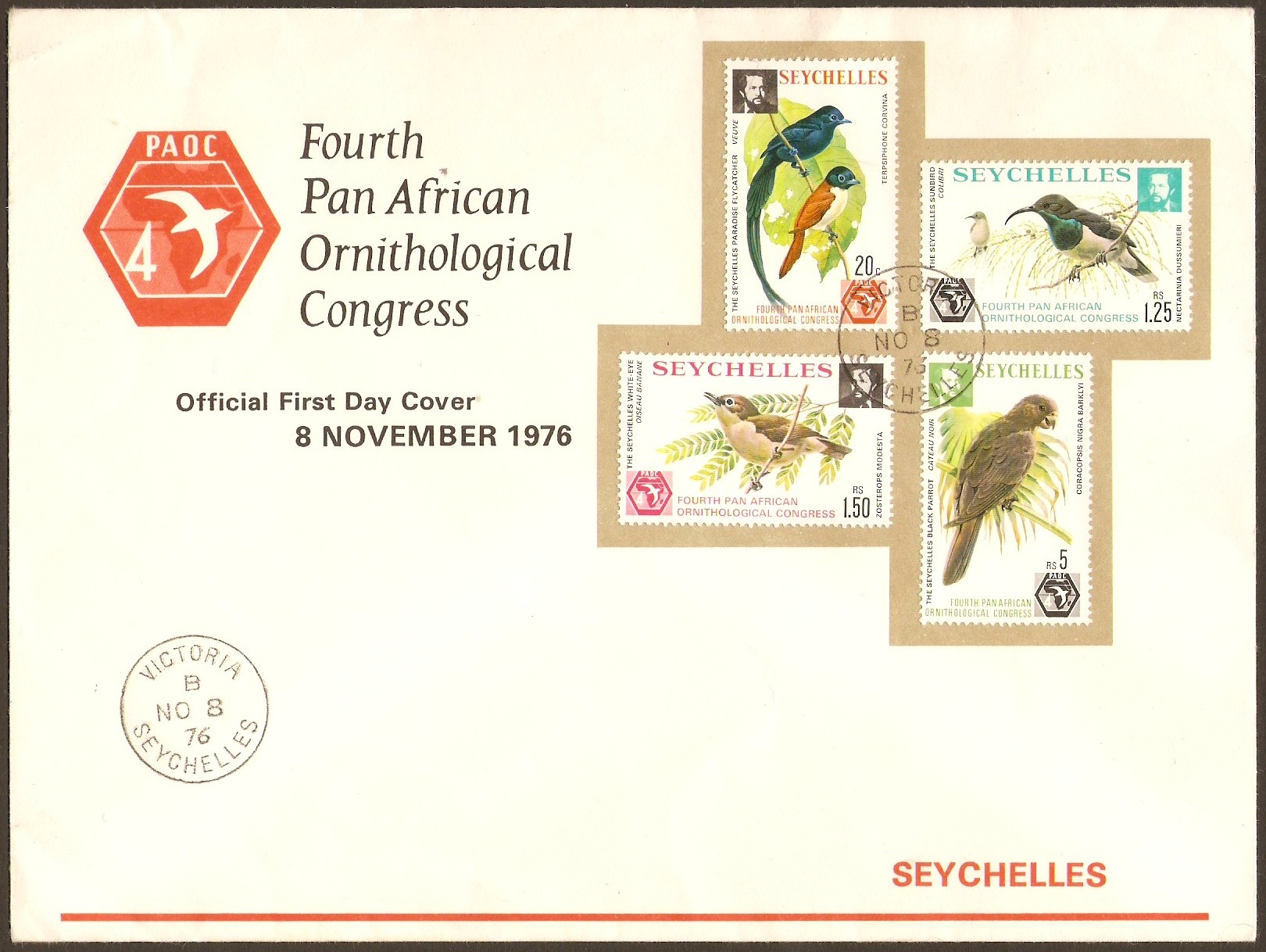 Seychelles 1976 Ornithology Congress FDC.