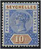 Seychelles 1890 10c Ultramarine and brown. SG4.