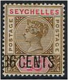 Seychelles 1896 36c on 45c Brown and carmine. SG27.