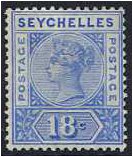 Seychelles 1897 18c. Ultramarine. SG31.