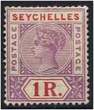 Seychelles 1897 1r. Bright Mauve and Deep Red. SG34.
