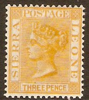 Sierra Leone 1884 3d Yellow. SG32.