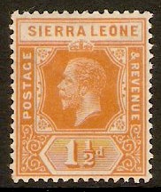 Sierra Leone 1912 1d Orange-yellow. SG114a.