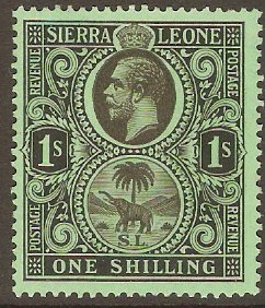 Sierra Leone 1921 1s Black on emerald paper. SG143.