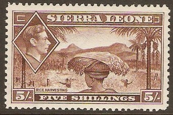 Sierra Leone 1938 5s Red-brown. SG198.