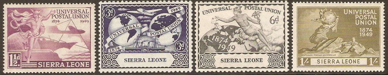 Sierra Leone 1949 UPU 75th Anniversary Set. SG205-SG208.