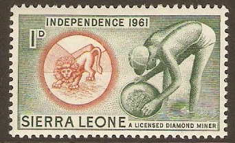 Sierra Leone 1961 1d Orange-brown and myrtle-green. SG224.