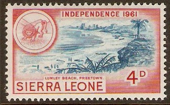 Sierra Leone 1961 4d Turquoise-blue and scarlet. SG228.