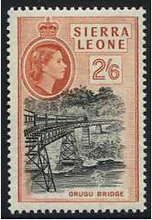 Sierra Leone 1956 2s.6d. Black and Chestnut. SG219.