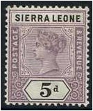 Sierra Leone 1896 5d. Dull Mauve and Black. SG48.